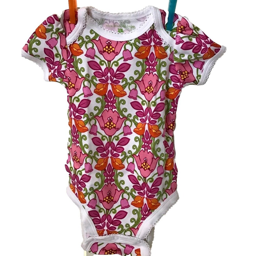 Vera Bradley Baby 6 9 Month Infant One Piece‎ NWT Pink Ruffle Floral 100% Cotton